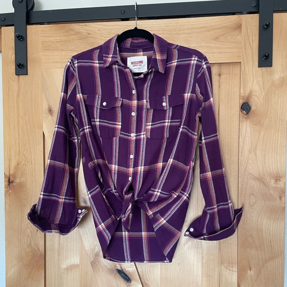 Mossimo Supply Co. Purple Plaid Shirt - Picture 2 of 5